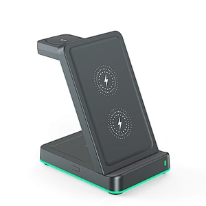 Two Sides Watch Charging Qi Fast Charge 15W 3 In 1 Wireless Charger With Turned Over Design