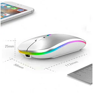 High Quality Ultra Thin Slim Rechargeable Colorful Rainbow Breathing LED Light RGB A2 Computer Mice Gaming Wireless Mouse