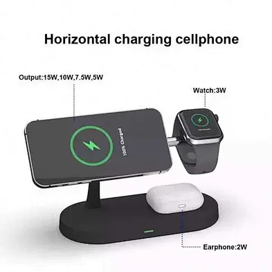 2024 Newest stand 15w 3 in 1 wireless charger dock station charging foldable magnetic fowith OEM