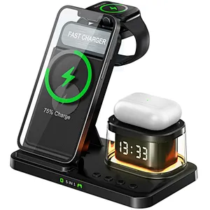 Foldable wireless charger with clock Fast Charging 15W Foldable 3 In 1 Multifunction Magnetic Wireless Charger