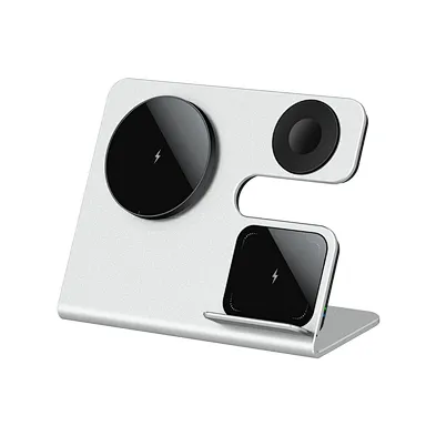 2024 new multifunction wireless aluminum alloy  Magnetic Smartphone Wireless Charger 3 In 1 First Station Stand