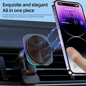JEDI Rgb Light Smart Mobile Phone Stands Fast Charging Phone Holder 15W Wireless Magnetic Car Charger