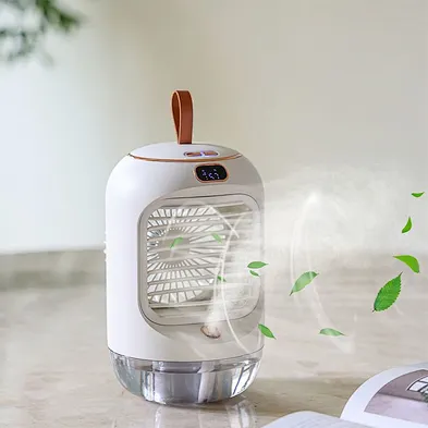 2022 New Digital Display Cooler Rotating Humidifier Fan CO244 Warm Light Ambient Light Automatic Swing Head Fan