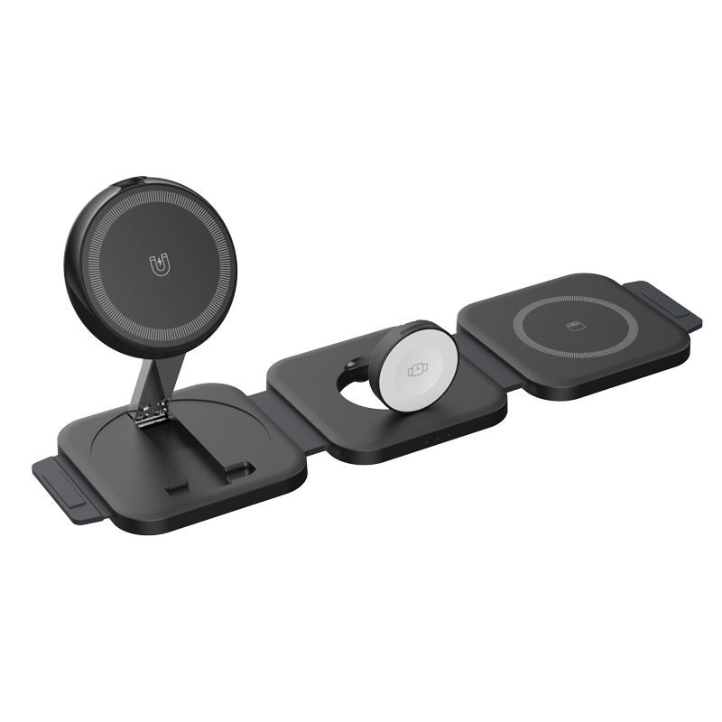 2024 hot sale  Wireless 15W Wireless Charger Foldable 3 In 1 Magnetic Fast Charger