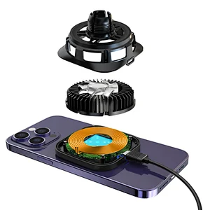 15W Cooling 2In1 Mobile Phone Holder Electronic Refrigeration Magnetic Ice Cooling Wireless Car Charger With Fan H302