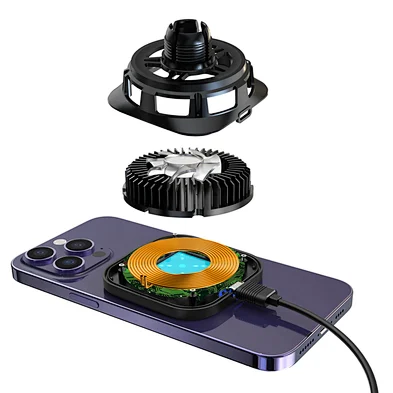 15W Cooling 2In1 Mobile Phone Holder Electronic Refrigeration Magnetic Ice Cooling Wireless Car Charger With Fan H302