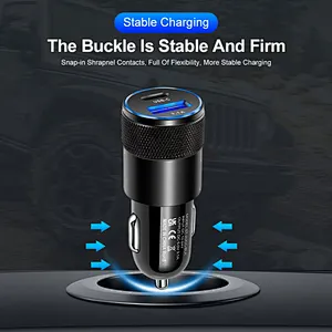 2024 hot sale multifunction mini car charger Fast Socket Type C And Car Usb Charger 3.0 Quick Charge