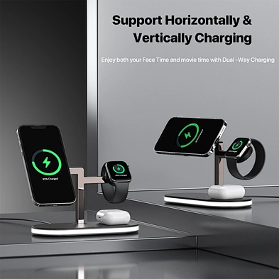 4 in 1 table lamp wireless charger led desk lamp light with wireless charger for smart phone earphone and smart watch UD23