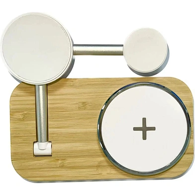 Folding Wireless Charger 3 In 1 Magnetic Foldable wood Wireless charger with led light