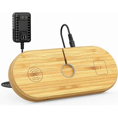 2024 multifunction 15W 3 In 1  Wireless Charger Pad Wood 10w wireless charger wood