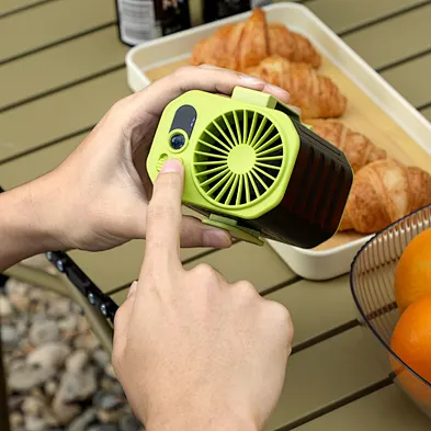 Oem Customize Portable Rechargeable Summer Multifunctional Hanging Waist Fan Air Cooling Fan With Power Bank Function
