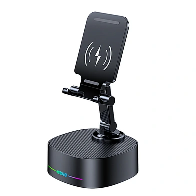 M-5 RGB light BT speaker 8w wireless phone charger speaker with phone stand wireless charging