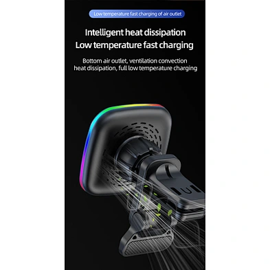 JEDI Rgb Light Smart Mobile Phone Stands Fast Charging Phone Holder 15W Wireless Magnetic Car Charger