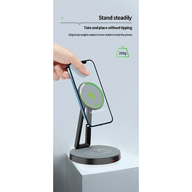 2-in-1 Desktop Magnetic Wireless Charging Station Dock For Fabric 15w Fast Wireless Charger Stand For mobile phone