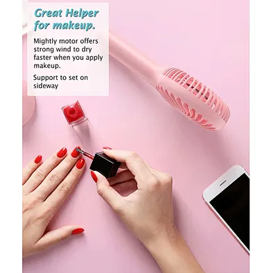 Handheld Fan, Portable Hand Fan with USB Rechargeable Battery, Base Travel Small  Personal Desk Desk Fan for Women Kids