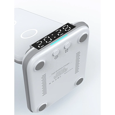 2023 New Multifunctional foldable 4 in 1 wireless charger with alarm clock stand portable wireless phone charger