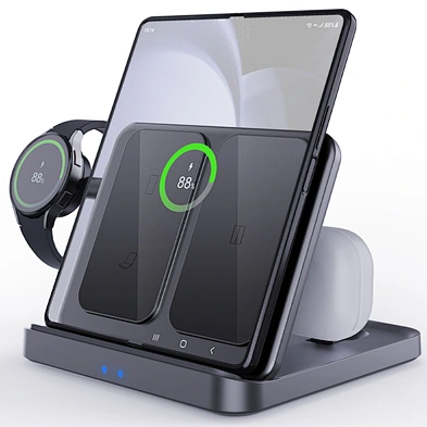5 In1 Charging Foldable Mobile Phone  5 In 1 Multi Devices 15W Fast Wireless Charger