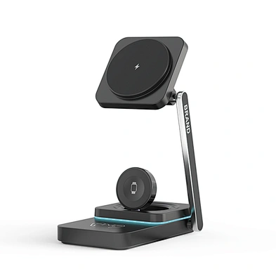 JEDI New Arrival 3in1 Foldable Magnetic Charge Station 15w Qi Three Fold Phone Wireless Charger Customized