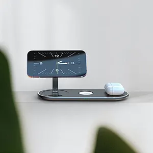 2024 Latest Design QI2 3 in 1 Foldable Magnetic Wireless Charger Stand for phonemultifunction fast charger