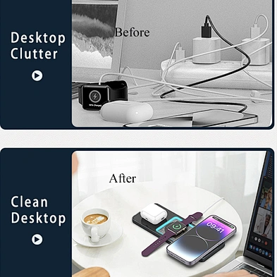 Trending Products 15W Fast Charging Dock Transparent 3 In 1 Wireless Charger With OEM Service H8