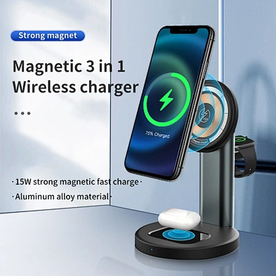 2024 transparent high quality Foldable Magnetic & 2024 Mobile Phone Fast 3 In 1 Wireless Charger Stand