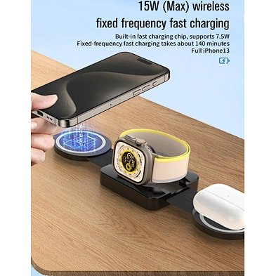 2024 new Fast Foldable Magnetic Wir Foldable 3 In 1 Wireless Charger Station Qi 15W Fast charging