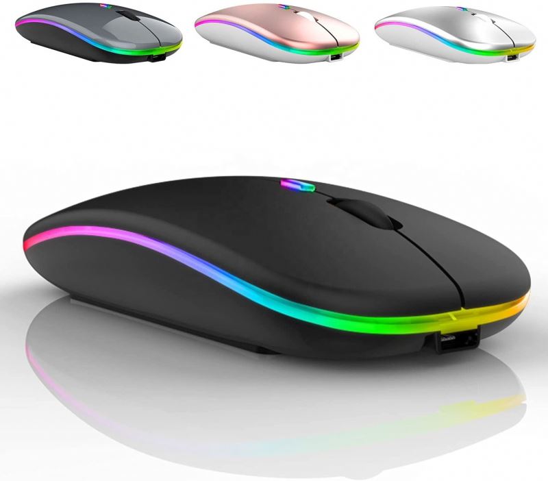 High Quality Ultra Thin Slim Rechargeable Colorful Rainbow Breathing LED Light RGB A2 Computer Mice Gaming Wireless Mouse
