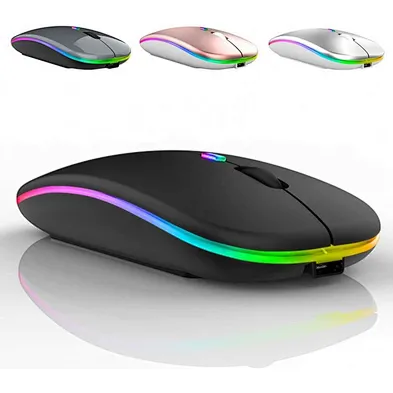 High Quality Ultra Thin Slim Rechargeable Colorful Rainbow Breathing LED Light RGB A2 Computer Mice Gaming Wireless Mouse