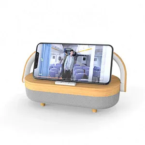 JEDI Phone Qi Charging Fast Bamboo Wooden 15W  Pad Lamp Table Mobile Phone  Led Bedside Wood Wireless Charger With Music Speaker
