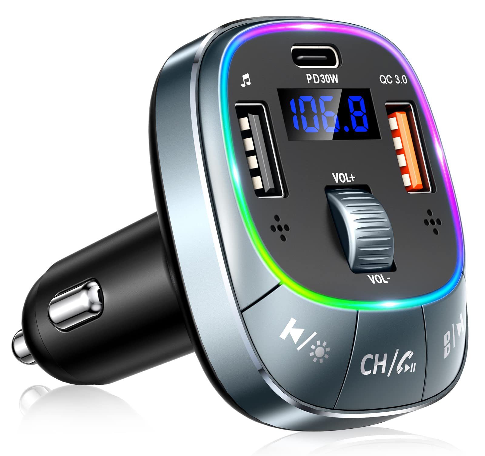 2024 new multifunction portable 3 in 1  car charger type C Socket Bt Car Audio Mp3 Player Usb Car Charger