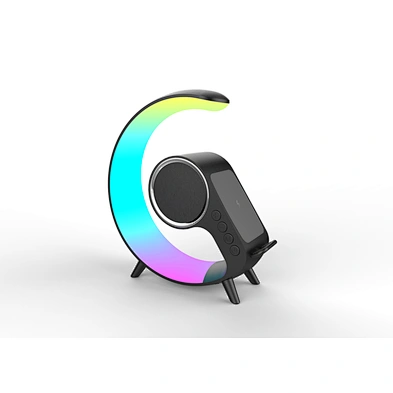 2024 multifunction wireless charger Light And Clock Colorful Night 3 In 1 Wireless Charger With Speaker