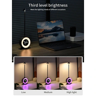 Table Lamp Dual Light Metal Smart Digital Desk Clocks For Home Wake Up Natural Sound Adjustment Night Portable Led Alarm Clockss
