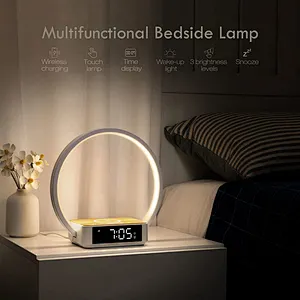 2024 HOT sale wireless charger bedroom Digital Desktop Night Smart Wireless Desk Alarm Clock Charger With Led Light