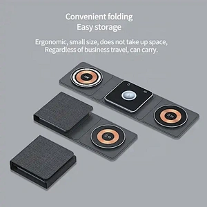 JEDI 2023 New Hot Foldable 3-in-1 Charging Mat Pocket Size PU Leather 3 In 1 Folding Magnetic Wireless Charger With Custom Logo