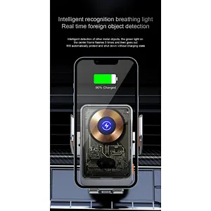 Transparent Metal Alloy Foldable 15W Hold Mobile Phone Holder Magnetic Car  Wireless Charger