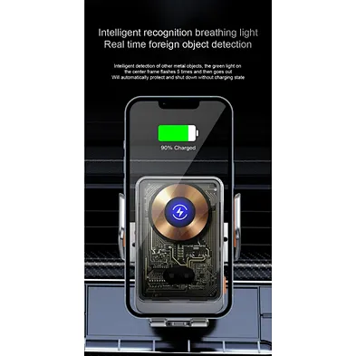 Transparent Metal Alloy Foldable 15W Hold Mobile Phone Holder Magnetic Car  Wireless Charger