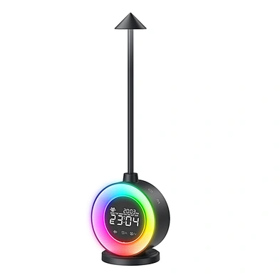 Table Lamp Dual Light Metal Smart Digital Desk Clocks For Home Wake Up Natural Sound Adjustment Night Portable Led Alarm Clockss