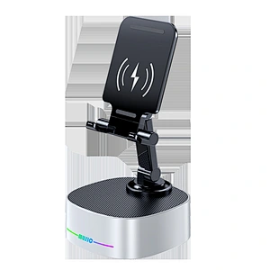 M-5 RGB light BT speaker 8w wireless phone charger speaker with phone stand wireless charging