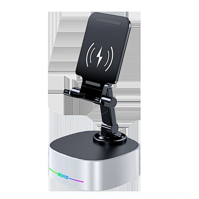 M-5 RGB light BT speaker 8w wireless phone charger speaker with phone stand wireless charging