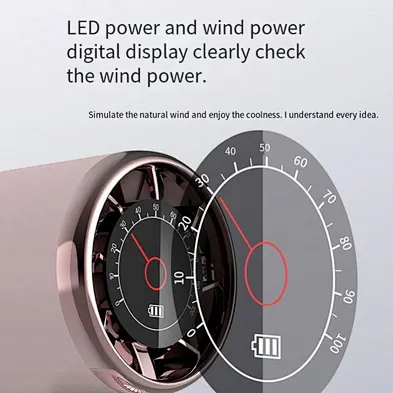 2024 New Desktop Mini Portable violent bladeless turbine high speed small handheld fan speed LED intelligent digital display