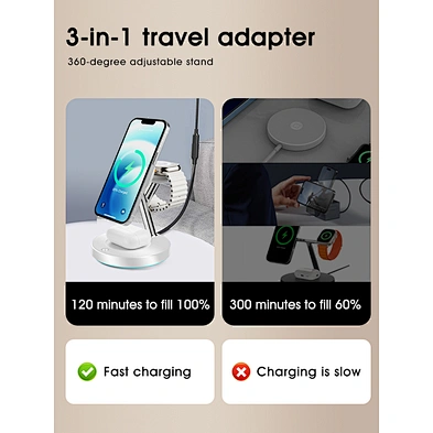 2024 NEW wireless charger3-In-1  For Phone Stand Qi 15W Wireless Charger Magnetic 3 In 1 with night light