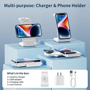 Charging For 3 In 1 Chargers High Quality Stand Up Ccharger Multifunction Qi Fast 15W Quick Custom  Magnetic Wireless Charger