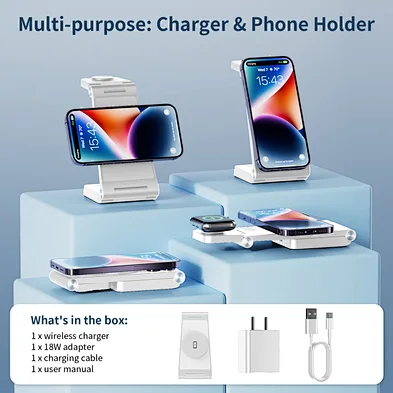Charging For 3 In 1 Chargers High Quality Stand Up Ccharger Multifunction Qi Fast 15W Quick Custom  Magnetic Wireless Charger