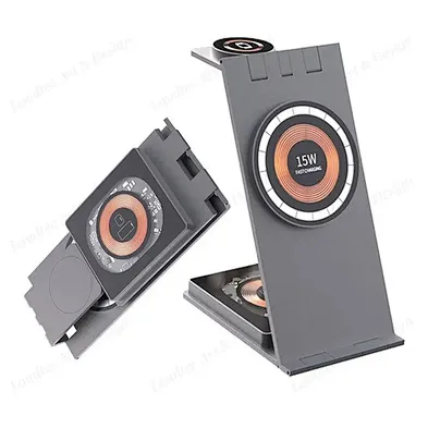 HOT sale product Magnetic Charger Foldable C Stand Qi 15W 3 In 1 Foldable Wireless Charger
