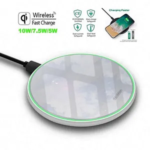 JEDI Portable Universal LED 15W Fast Wireless Charging QI Quick Charge Round Glass surface Wireless Charger