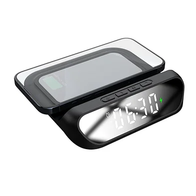 Qi 3 In 1 Fast Charging Wireless Charger Pad For phoneWith Alarm Clock