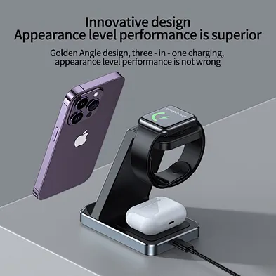 2024  multifunction aluminum wireless charger 20W 3  In 1 Wireless Charger Stand