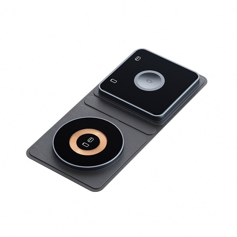 2024 leather wireless charger Station With Fast 2 In 1 Foldable Wireless Phone Charger