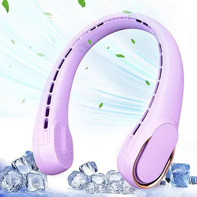 Hot sale multifunction outdoor neck fan Portable usb small  Cold Air Plastic White Neck Fan 2024 hanging cooling fan
