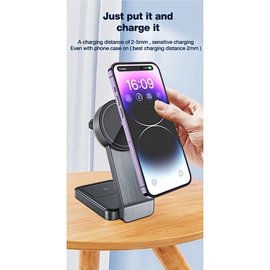 JEDI W79 15W Magnetic Wireless Charger Stand With 3 In 1 Phone Holder